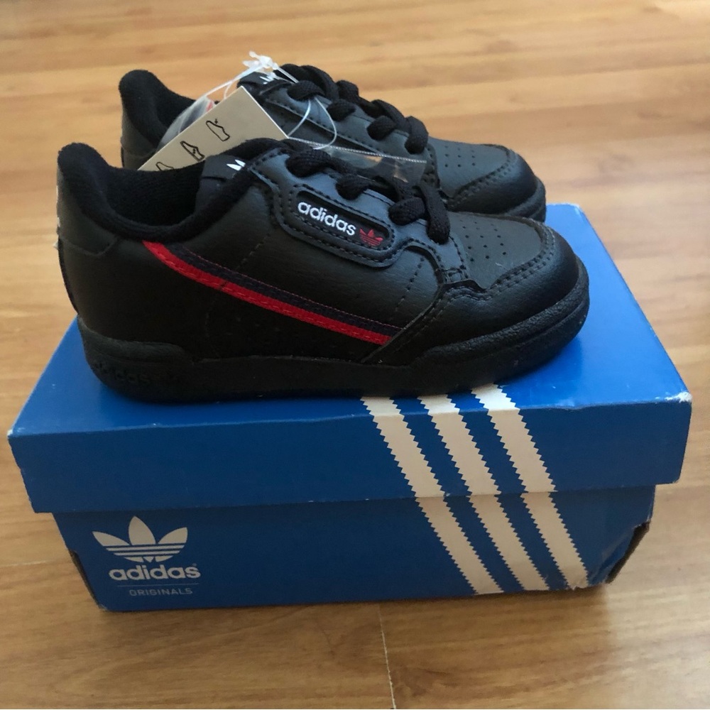Adidas Continental 80 I Baby Toddler Shoes Sneakers Black & Red Size 6K